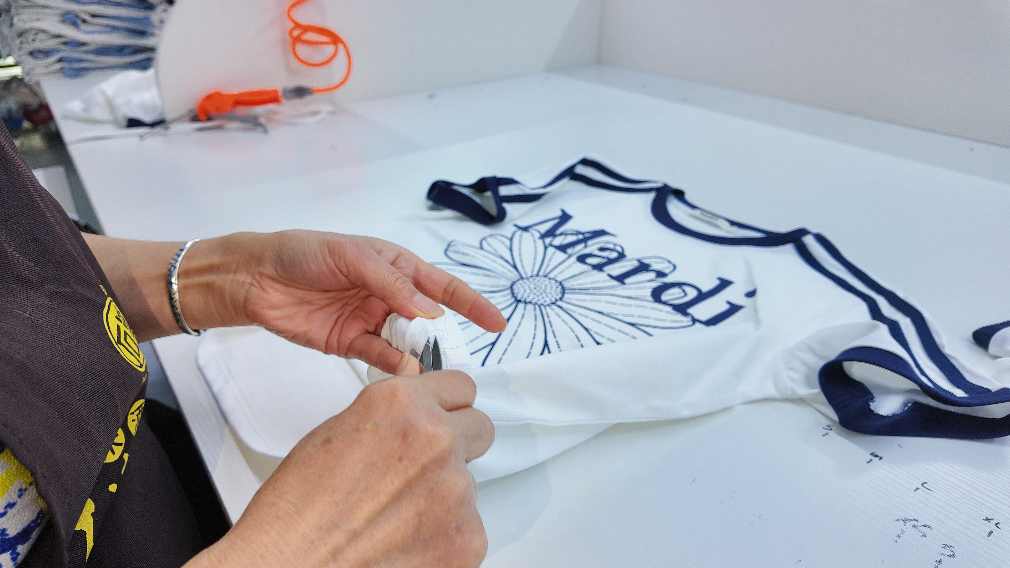 Quality control inspection at QICHENG garment factory